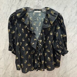Doen Henri Black Floral Blouse